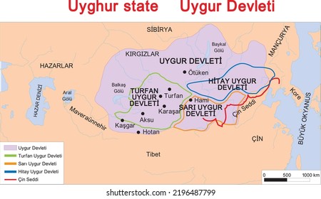 uyghur state map, great uyghur state