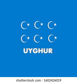 Uygur flag in the shape of a box. White and blue.