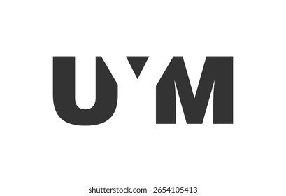 Design do logotipo UYM. Letra inicial U Y M estilo de fonte em negrito para start-ups de tecnologia, consultoria, marca corporativa. Nome criativo da empresa, manchetes identidade tipográfica, logotipo moderno. Ilustração vetorial.
