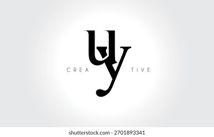 Elegantes Serif-Monogramm-Logo von UYuy - Typografisches Buchstabenzeichen in luxuriösem Kleinbuchstaben für modernes Branding