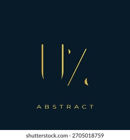 UZ Abstract Golden Logo Design. Abstract Golden Symbol Composition on a Dark Navy Blue Background