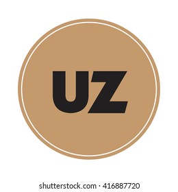 uz brown letters ,abstract background logo, design identity in circle, alphabet letter