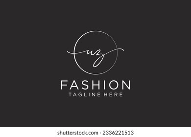 UZ Feminine logo beauty monogram and elegant logo design, handwriting logo of initial signature, wedding, fashion, floral and botanical with creative template.