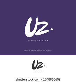 UZ Ursprüngliche Handschrift oder handgeschriebenes Logo für Identität. Logo mit Unterschrift und handgezeichnet.