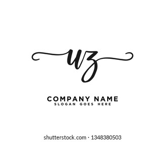 UZ Initial Handwriting Logo Vector