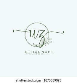 Vector de logotipo de escritura a mano inicial UZ