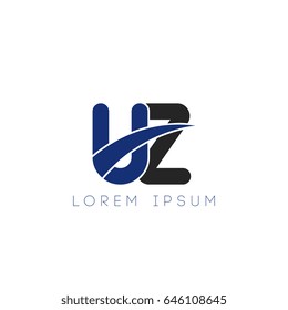 uz initial letter uppercase logo blue and black