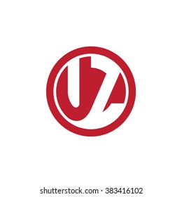 UZ initial letters circle business logo red