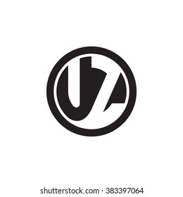 UZ initial letters circle monogram logo
