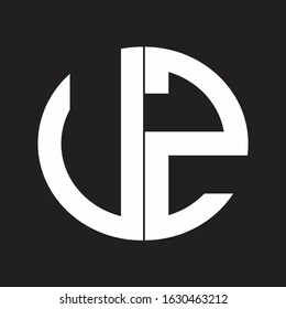 UZ Initial Logo design Monogram Isolated on black and white