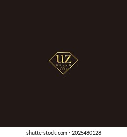 UZ Logo inicial diamante de lujo ilustración de boda