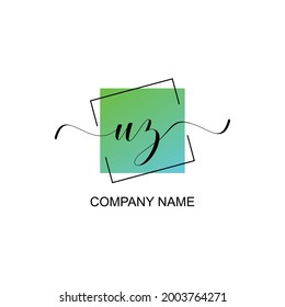 UZ Initial logo handwriting typographic template