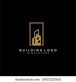 UZ initial monogram building logo for real estate with creative square style design