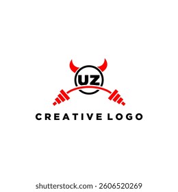 UZ initial monogram for fitnes or gym logo with devil style design