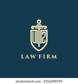 UZ initial monogram for law firm with sword and shield logo image