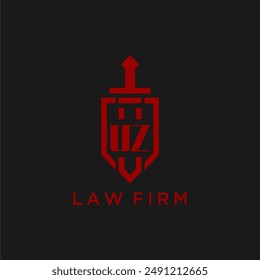 UZ initial monogram for law firm with sword and shield logo image