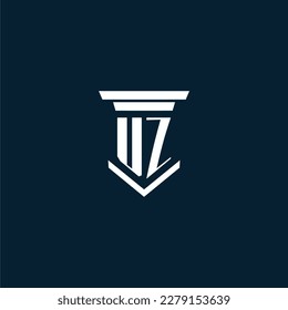 Leyenda del logotipo del monograma inicial UZ con diseño de hitos
