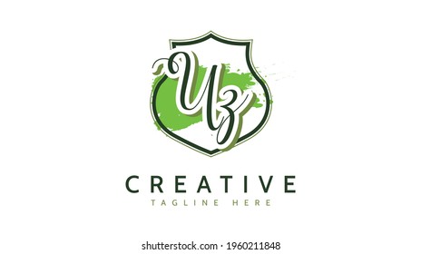 UZ Initials, handwriting logo vector