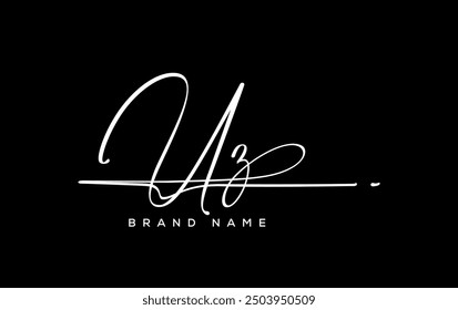 UZ letter beauty handwriting vector logo. 