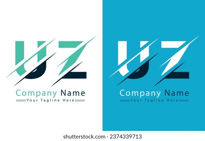 Elementos de concepto de diseño de vectores de logotipos de letras UZ