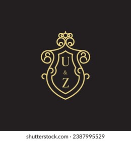UZ line vintage initial logo in high quality professional design that will print well across any print media