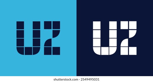 UZ logo design with tile shape. Minimalist and modern vector illustration design suitable for business or brand