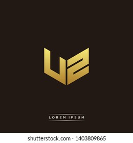 UZ Logo Letter Initial Logo Designs Templete with Gold and Black Background