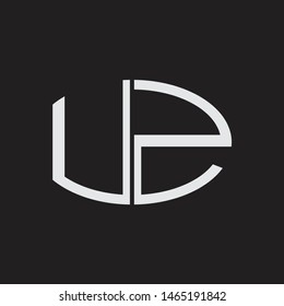 UZ Logo letter oval monogram design template with black and white colors