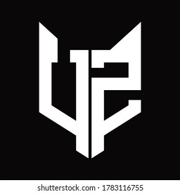 Monograma de logotipo UZ con plantilla de diseño de forma de cabeza de zorro