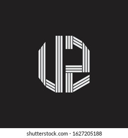 UZ Logo monogram with outline style linked isolated on black background