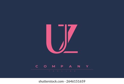 UZ Modern Initials Logo Design. Branding logo with stylized initials showcasing bold design and modern aesthetic. Ideal for professional business branding or creative projects focusing on minimalistic