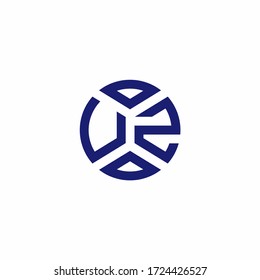UZ monogram logo with abstract shapes in modern style design template