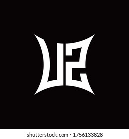 UZ monogram logo with sharped shape design template isolated on black background