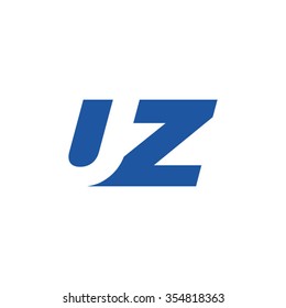 UZ negative space letter logo blue