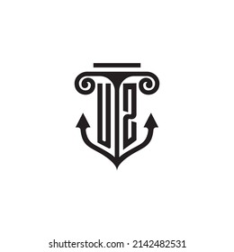 UZ pillar and anchor combination concept logo in high quality design