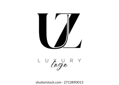 Letra Serif UZ Monogram Tipografia Logotipo para identidade de marca premium elegante