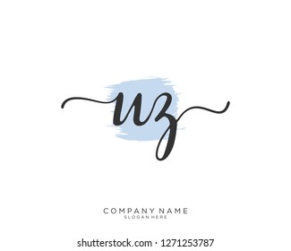 UZ U Z Initial handwriting logo vector
