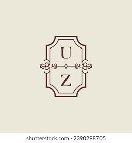UZ vintage wedding initial logo in high quality professional design that will print well across any print media