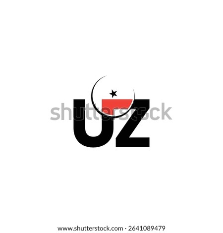 UZ or ZU Moon Star logo and icon design