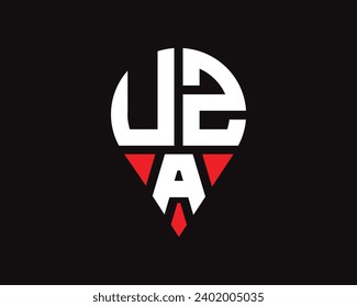 UZA letter location shape logo design