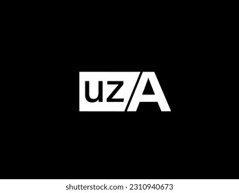 Dibujo gráfico y logo de UZA, arte vectorial de diseño gráfico, Iconos aislados en fondo negro