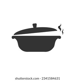 Uzbek cauldron icon. Silhouette icon of cast iron saucepan with lid. Black simple illustration of national dish for cooking pilaf vector