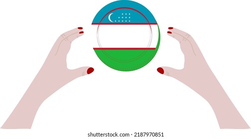 Uzbek Flag vector hand drawn flag, Uzbekistani som vector hand drawn flag
