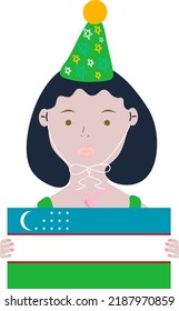 Bandera uzbeka de vector bandera dibujada a mano, bandera uzbeka de som vector dibujada a mano