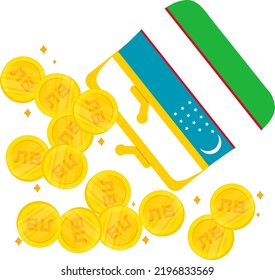 Usbekische Flagge, Vektorgrafik, handgezeichnet, Flagge, usbekistanisches Sowjetgebilde, handgezeichnet