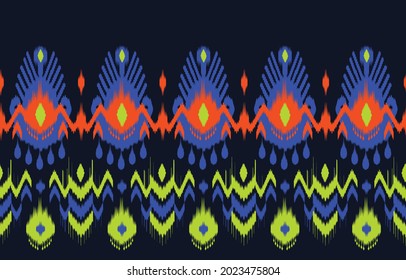 Uzbek ikat pattern, Beautiful ethnic art. Seamless pattern in tribal, folk embroidery in central Asia style. art ornament print. Design for carpet, wallpaper, clothing, wrapping, fabric, cover.