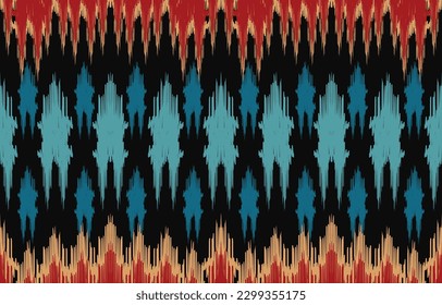 Uzbek ikat pattern silk fabric in Uzbekistan. Background, Design for fabric, curtain, coat ,robe, ikat from Uzbekistan.