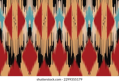 Uzbek ikat pattern silk fabric in Uzbekistan. Background, Design for fabric, curtain, coat ,robe, ikat from Uzbekistan.