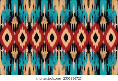 Uzbek ikat pattern silk fabric in Uzbekistan. Background, Design for fabric, curtain, coat ,robe, ikat from Uzbekistan.