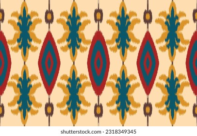 Uzbek ikat pattern silk fabric in Uzbekistan. Background, Design for fabric, curtain, coat ,robe, ikat from Uzbekistan.